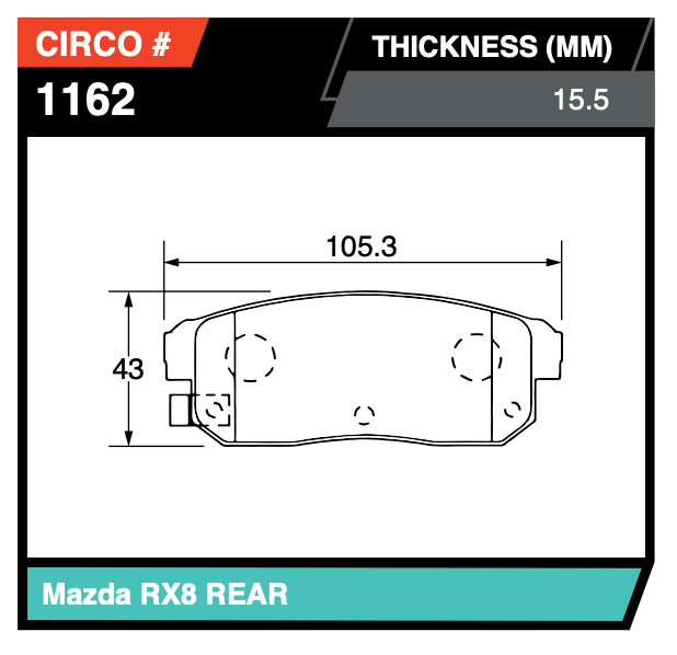 Circo MB1162 Mazda RX8 Rear Pads