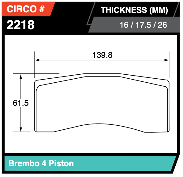 Circo MB2218-17.5 Brembo 4-Pot Motorsport Caliper
