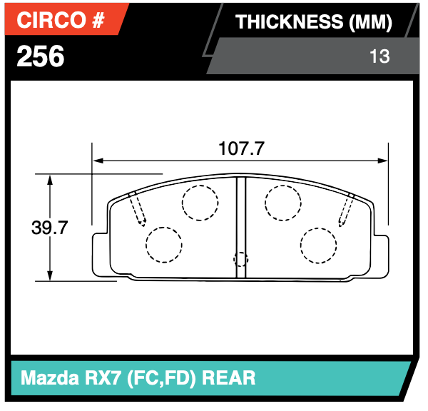 Circo MB256 Mazda RX7 FD-FC Rear Pads
