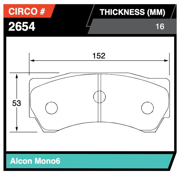 Circo MB2654-16 Toyota TR86 Alcon 6-Pot Front Pads