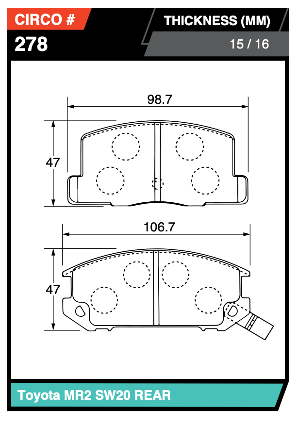 Toyota MR2 SW20 Rear Brake Pads
