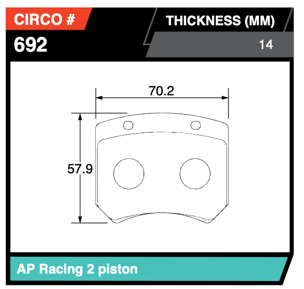 AP 2-Pot Caliper 14mm Brake Pads
