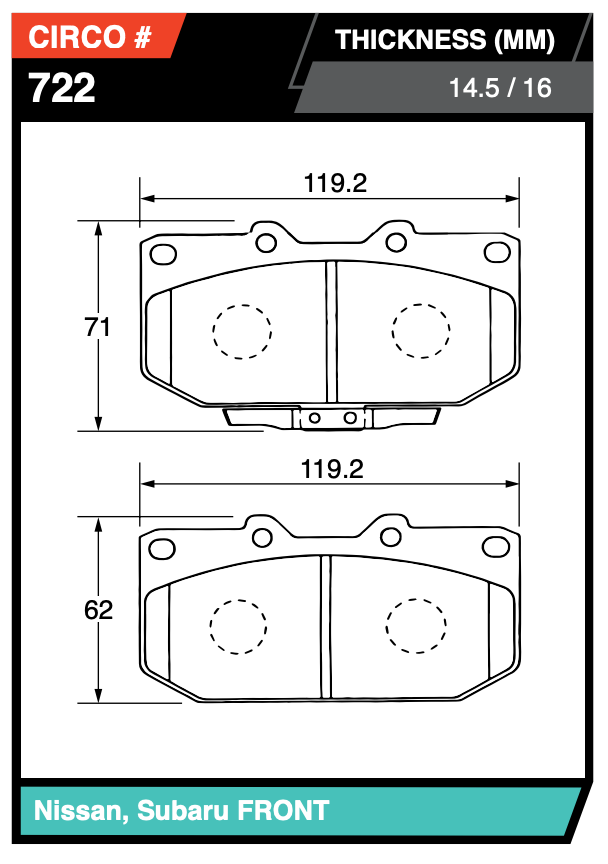 Nissan/Subaru Sumitomo 4-Pot Front Brake Pads