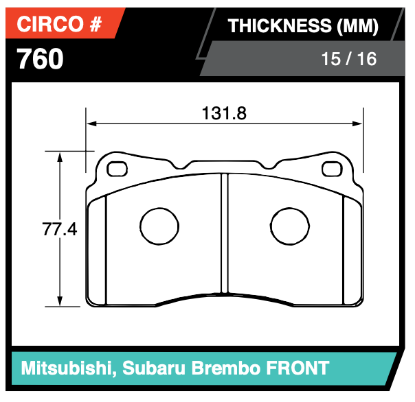 Subaru/Mitsubishi Brembo 4-Pot Front Brake Pads